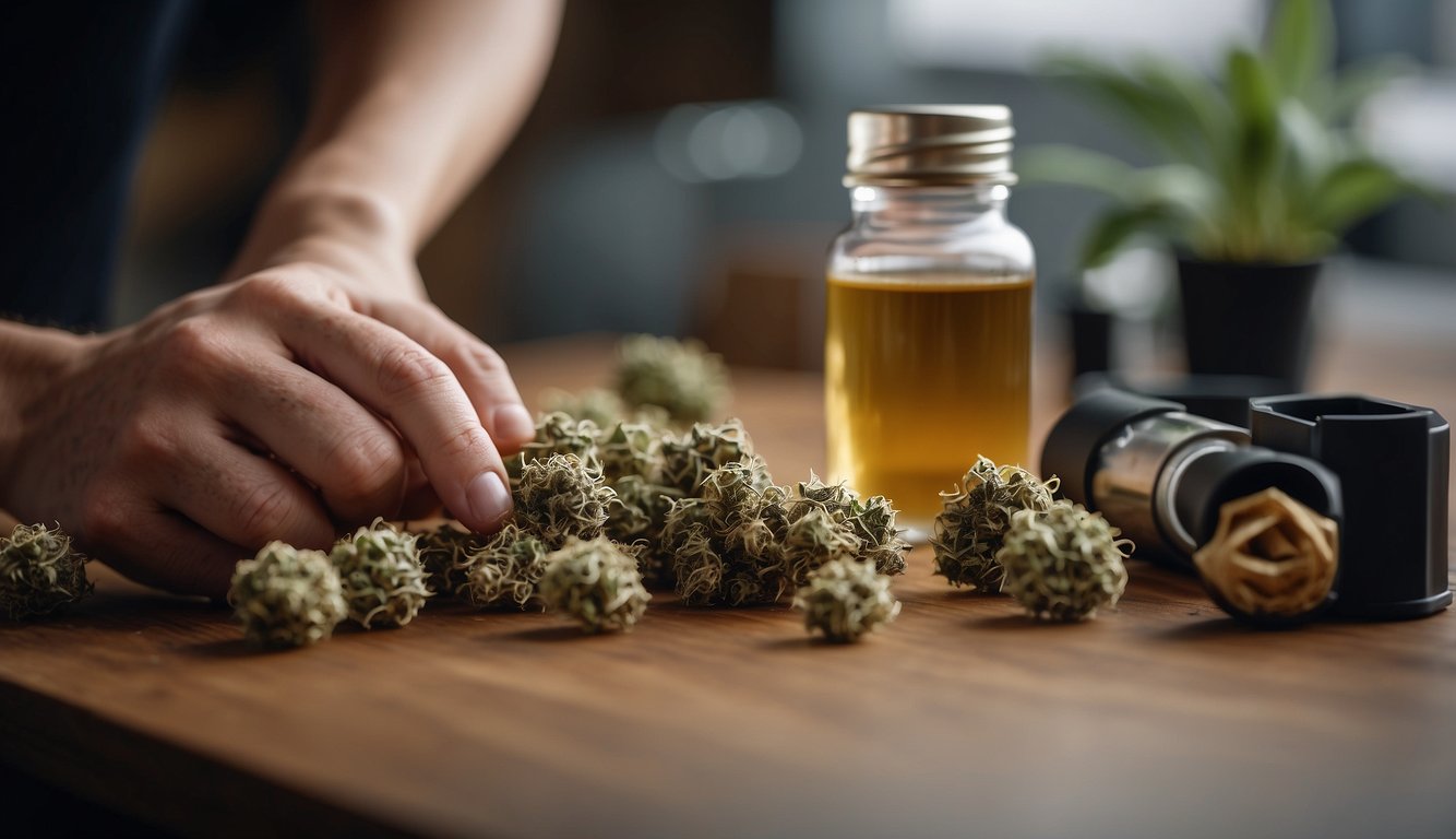 Vorbereitung der Materialien für den Bau eines CBD-Joints
