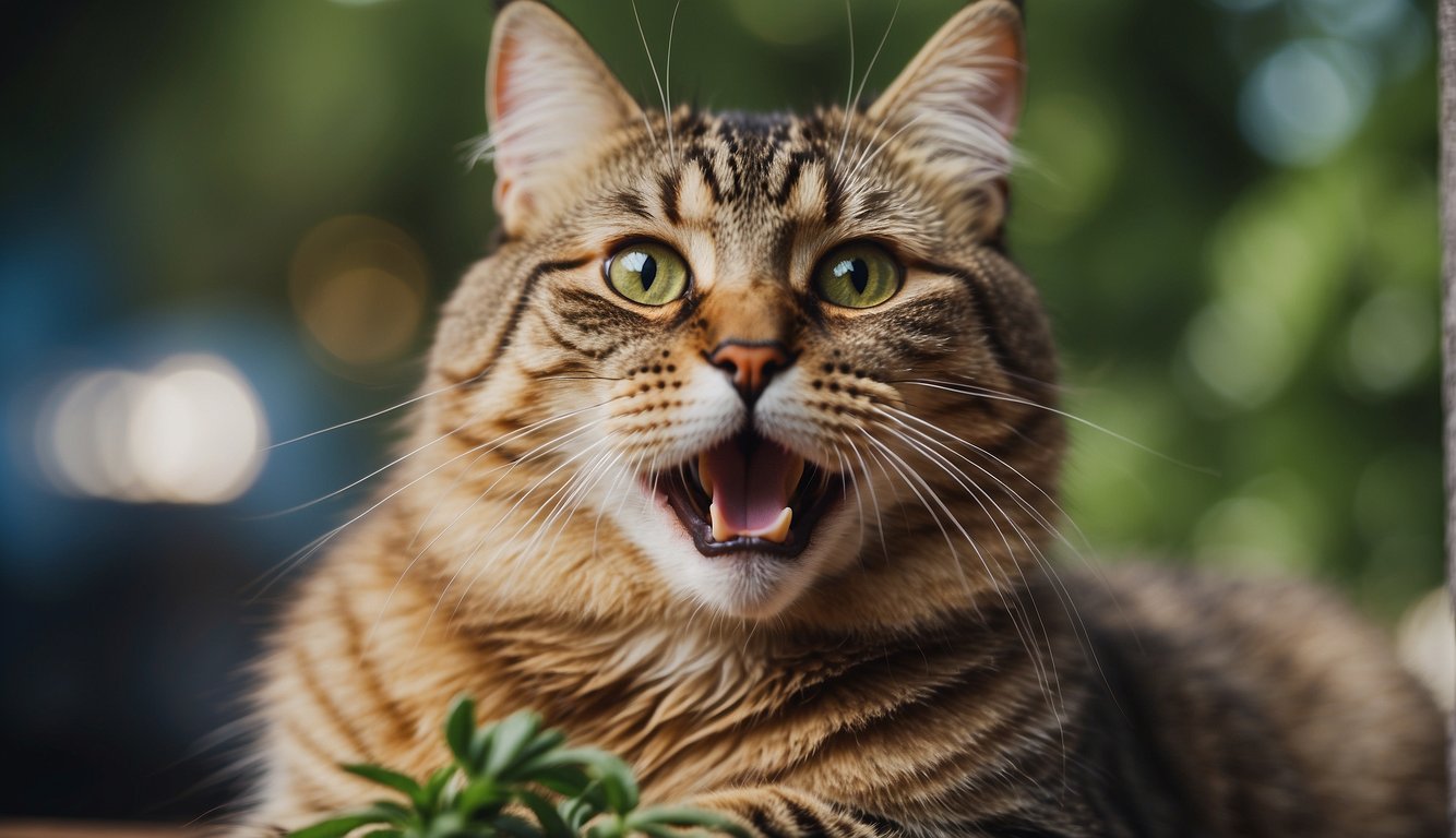 A cat eagerly consumes CBD oil, feeling its effects quickly